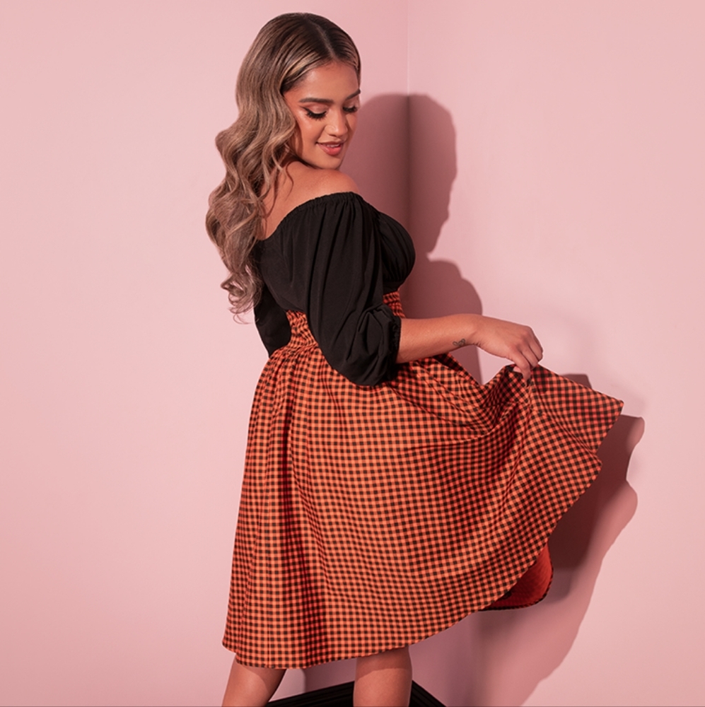 Corset Skirt in Orange Pumpkin Gingham - Picture 9 of 16